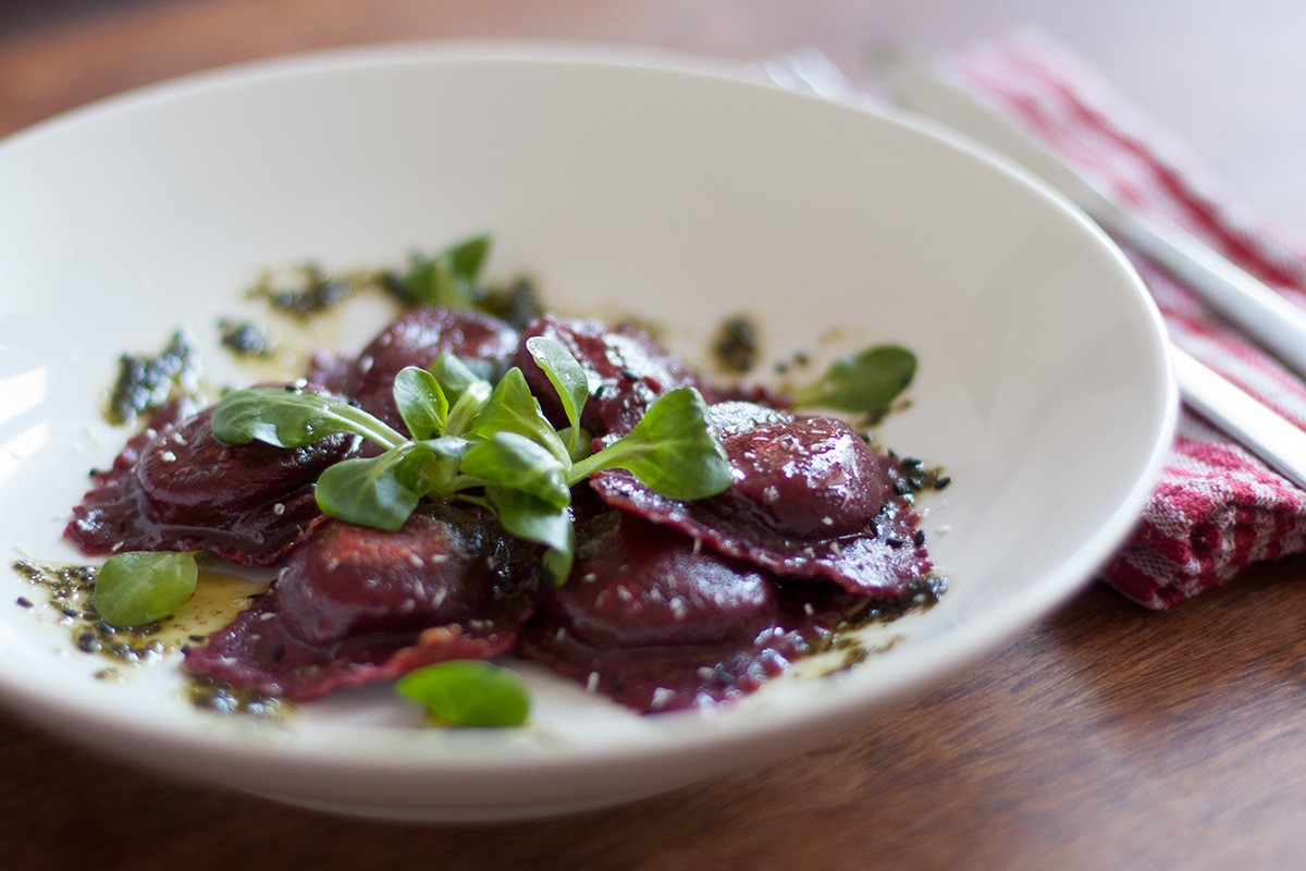 Beetroot ravioli