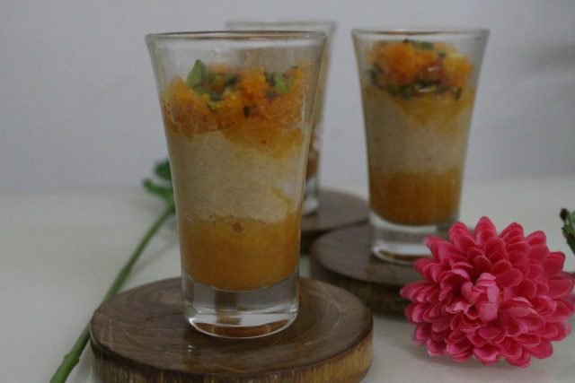 Rabri Motichur Laddo Indian Dessert In Shot Glasses