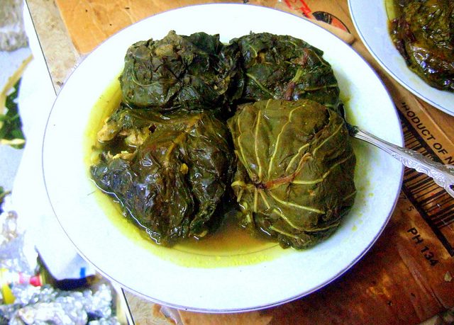 Luau or Palusami Coconut Milk Baked in Taro Leaves