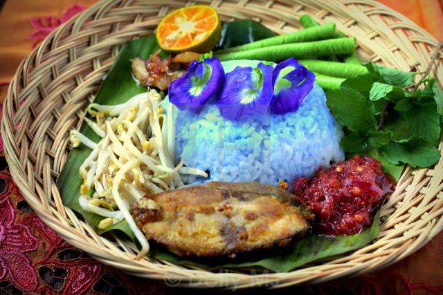 Nasi Kerabu Malaysian Food Blue Rice