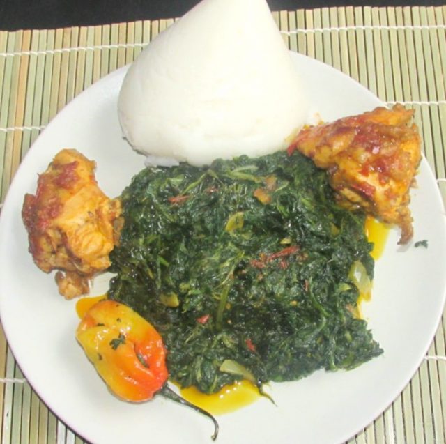 Fufu Corn and Njama Njama Cameroon Food Dishes