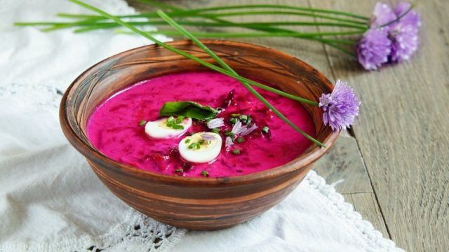 Lithuanian Food Saltibarsciai Popular Pink Beet Soup