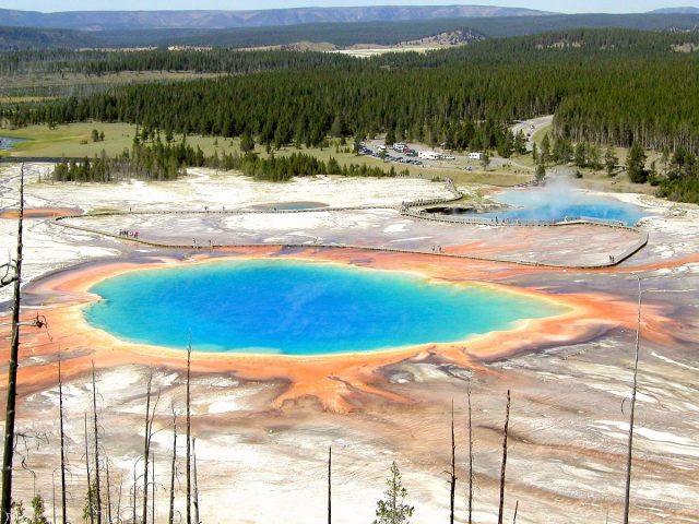 Grand Prismatic Hot Spring Trail in Northern Wyoming